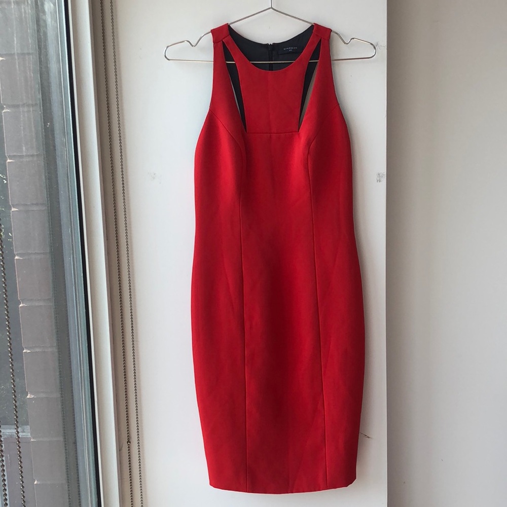 KINGKAN Red Cutout Cocktail Dress!